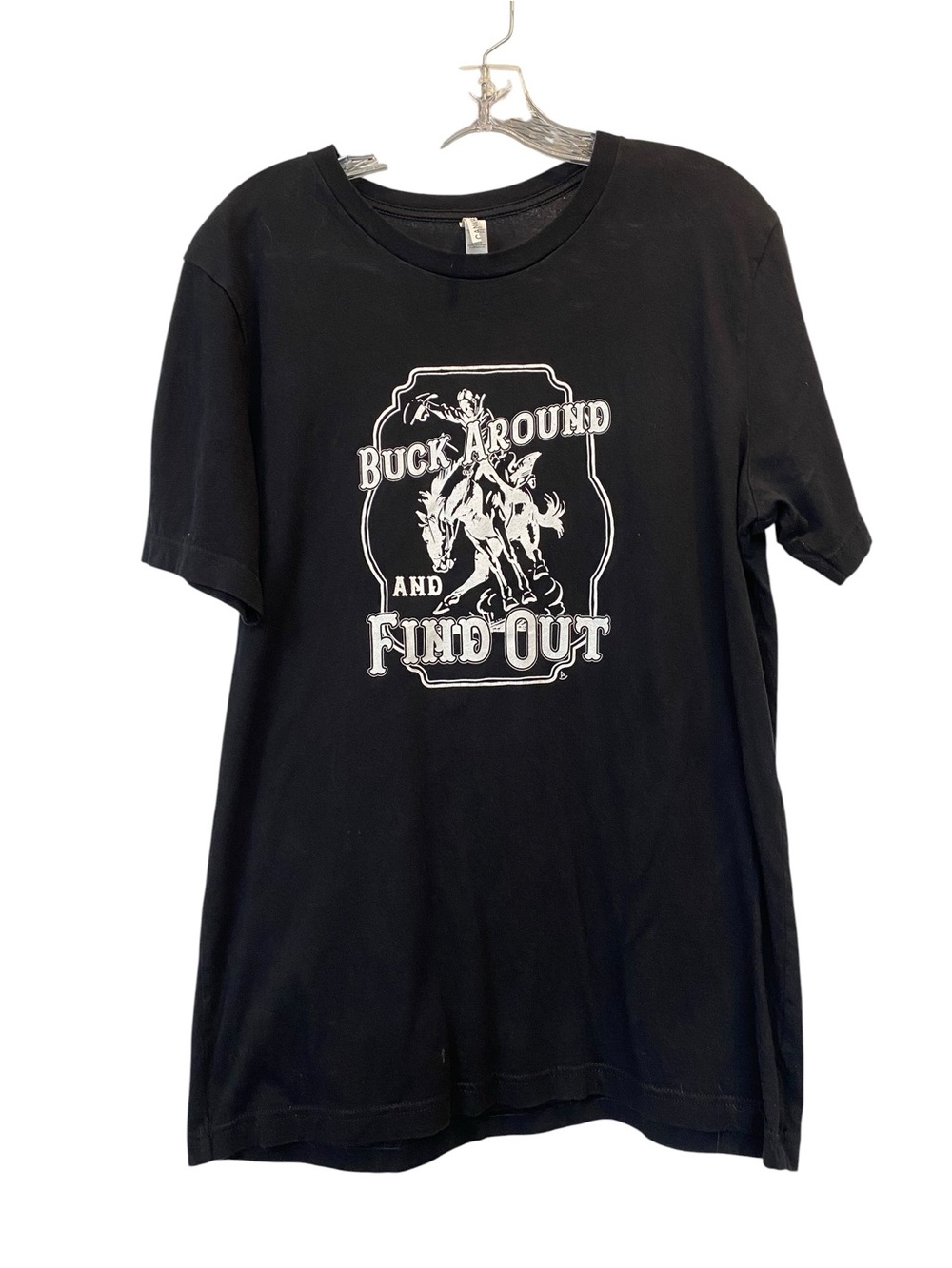 Bella Canvas Black Graphic Tee Size Large 100% Cotton "Buck Around And Find Out"